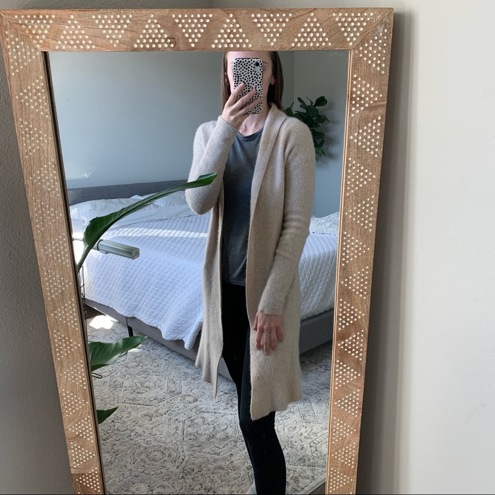 Saks Fifth Avenue Cashmere Open Cardigan - Oatmeal - Small - Duster Cardigan